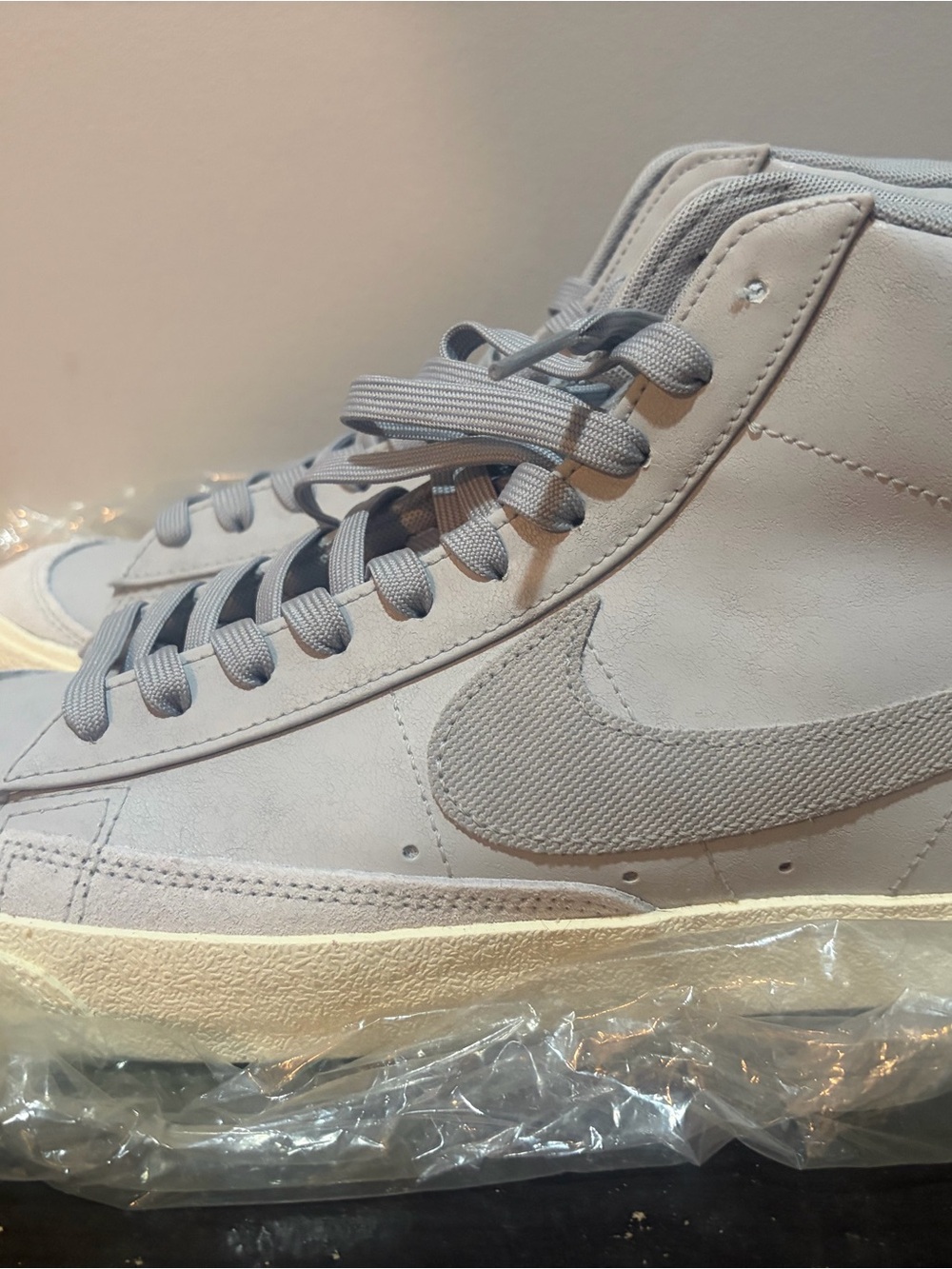 Nike Men’s High-Top Sneakers in Light Gray and Cream Sole